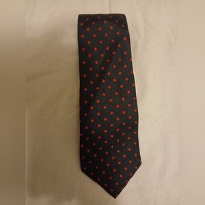 Harrods Blue & Red Polka Dot Tie 100% Silk John Comfort Made In England